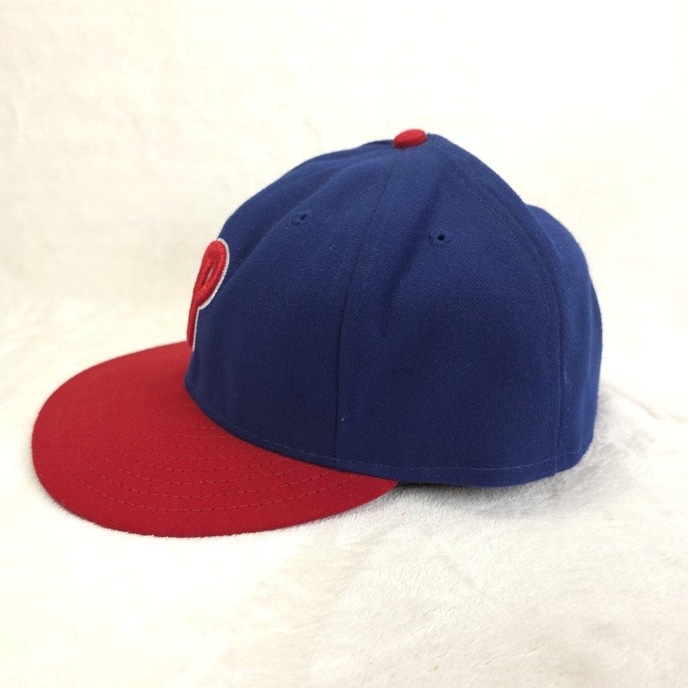 Philadelphia Phillies Hat Players Cap Mens 7 5/8 Blue MLB Baseball Made in USA - Picture 2 of 8